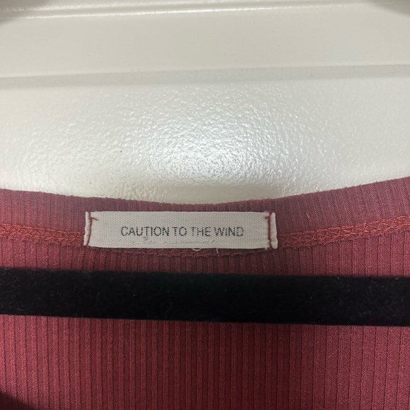 Caution To The Wind Ribbed Button-Down Top - Deep Red - Picture 2 of 2